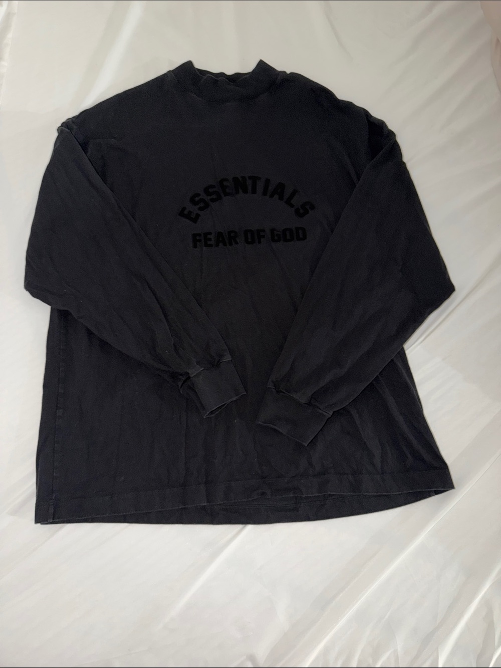 Fear of God Essentials Black Long Sleeve Tee with Chest Logo